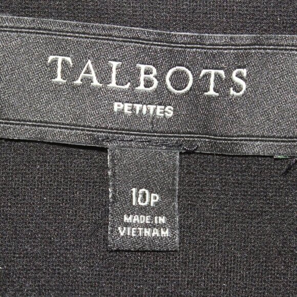 Talbots Black & white women's jackets zipper front Size 10P longs sleeve pockets - Picture 6 of 11